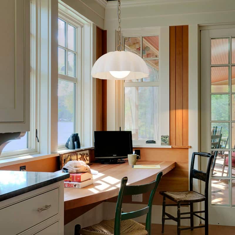 Modern Milk Glass Pendant Light Fixtures Gold Kitchen Island Light - White - W15.98"