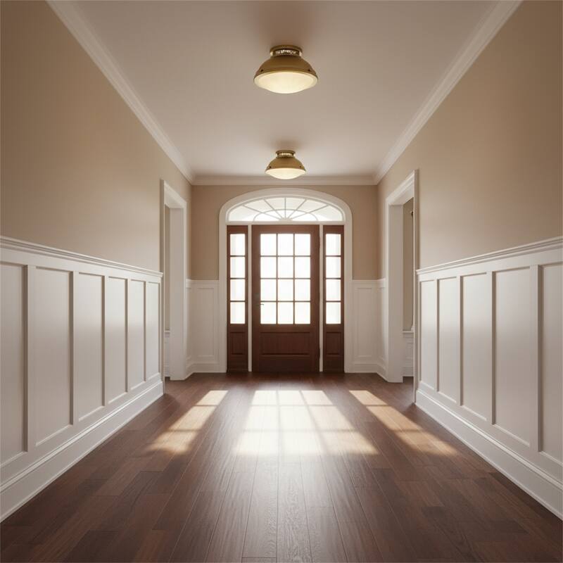 1-Light 11-in Polished Brass Flush Mount