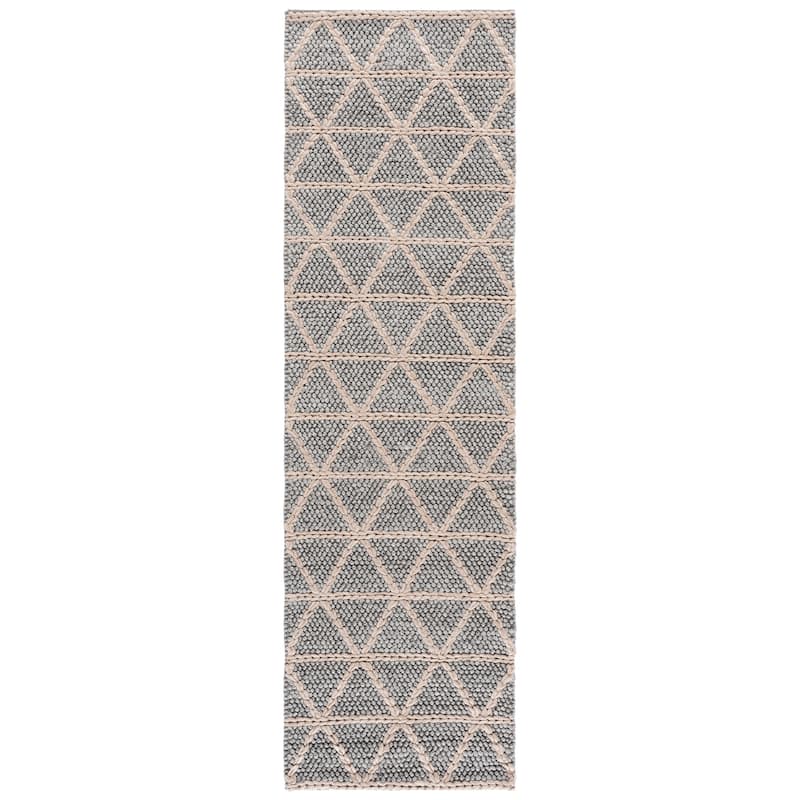 SAFAVIEH Handmade Natura Firoozeh Raised Textured Wool Blend Rug - 2'3" x 8' Runner - Grey/Beige