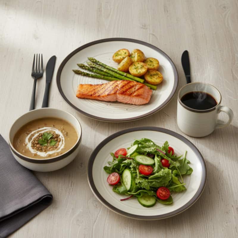 Mikasa Lara 16 Piece Dinnerware Set - 10.5" plates, 8.25" plates, 6" bowls, 13 Oz mugs