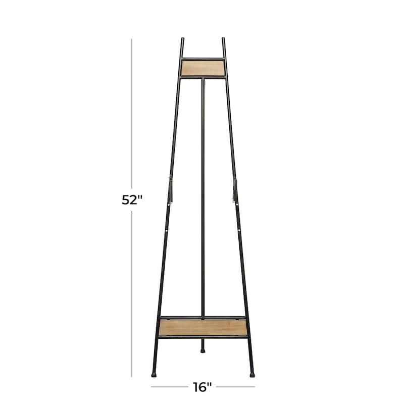Metal Adjustable 3 Tier Display Easel with Chain Support and Wood Accents - Black - Roche River Decor