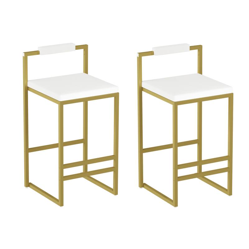 Modern Design in Gold Frame Velvet Upholstered Bar Stools Set of 2