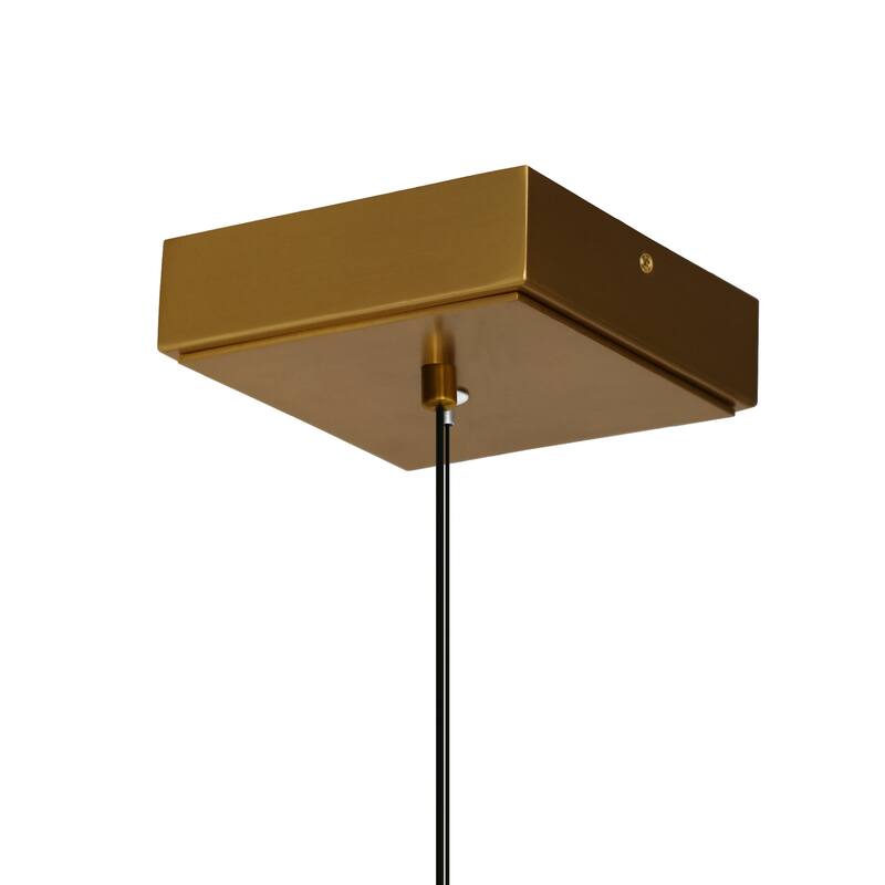 Moon Integrated LED 8in Brass Mini Pendant with Handcrafted Glass