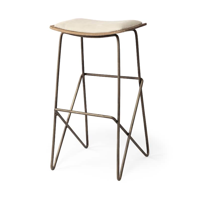 Katniss Cream Fabric Seat with Gold Metal Frame Counter Stool