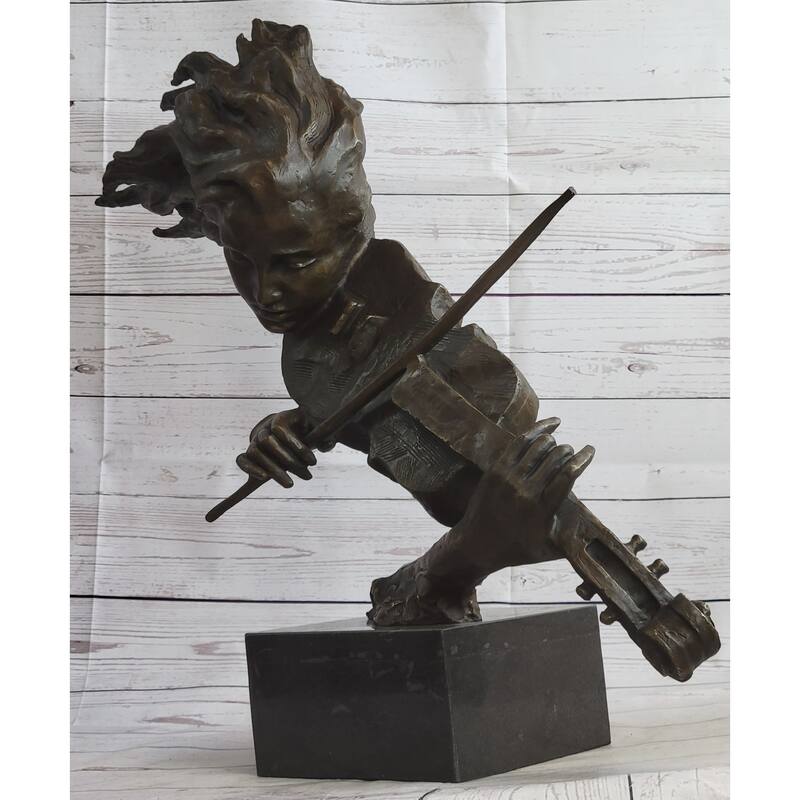 Abstract Modern Art Female Violin Fidler Player Bronze Marble Sculpture Statue