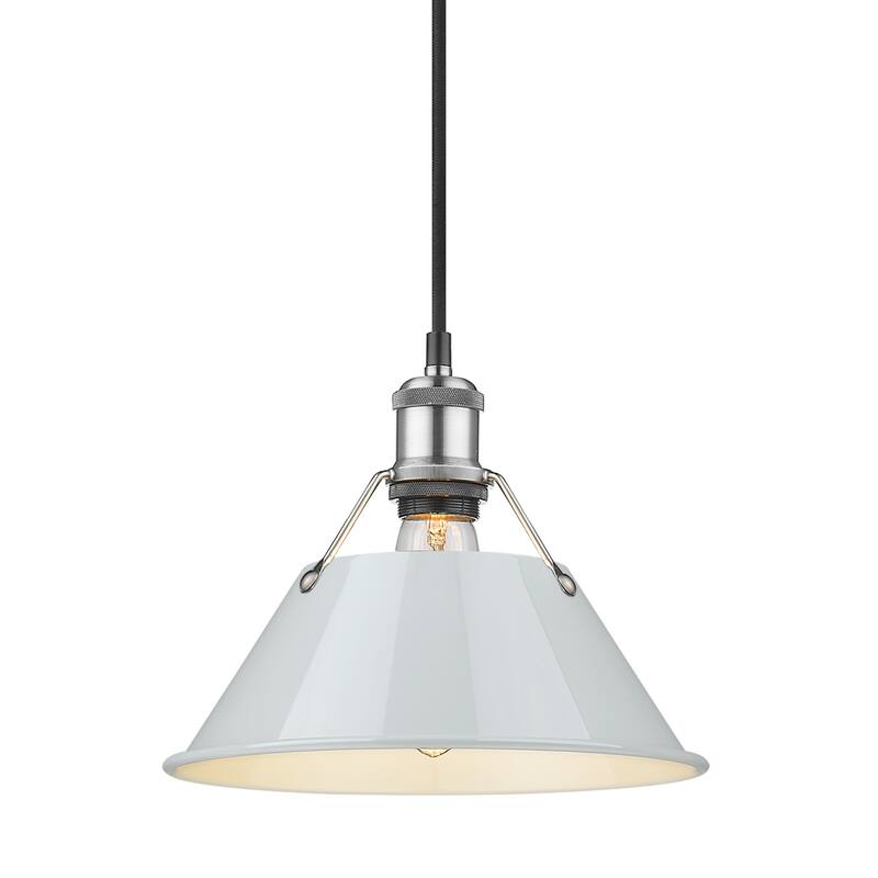 Orwell 10" Wide Medium Pendant in Pewter with Dusky Blue - Silver
