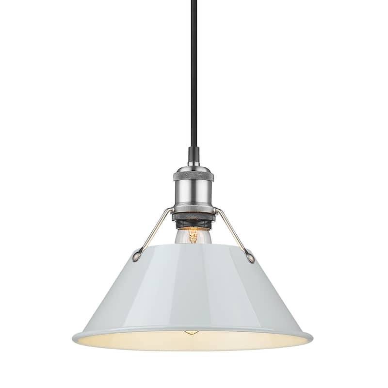 Yep by Golden Lighting Orwell 1-light 10in Pendant in Pewter and Dusky Blue shade - Silver