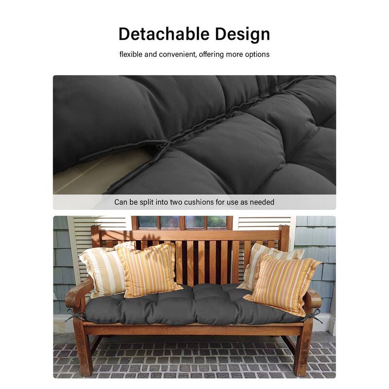 WINSOON 48x40x4 Inch Porch Swing Cushion, Outdoor Swing Bench Cushion with Backrest, Waterproof Bench Cushion
