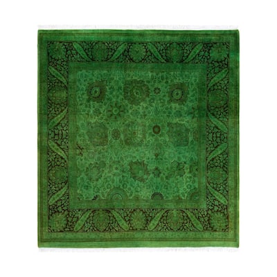 Overdyed, One-of-a-Kind Hand-Knotted Area Rug - Green - 5' 1" x 5' 6"