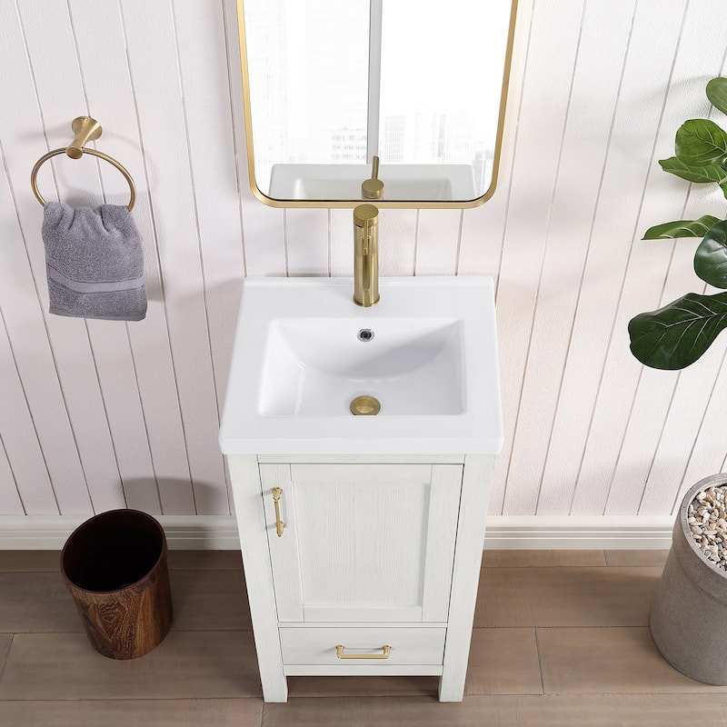 Gela Single Bath Vanity with Ceramic Basin Top and Mirror