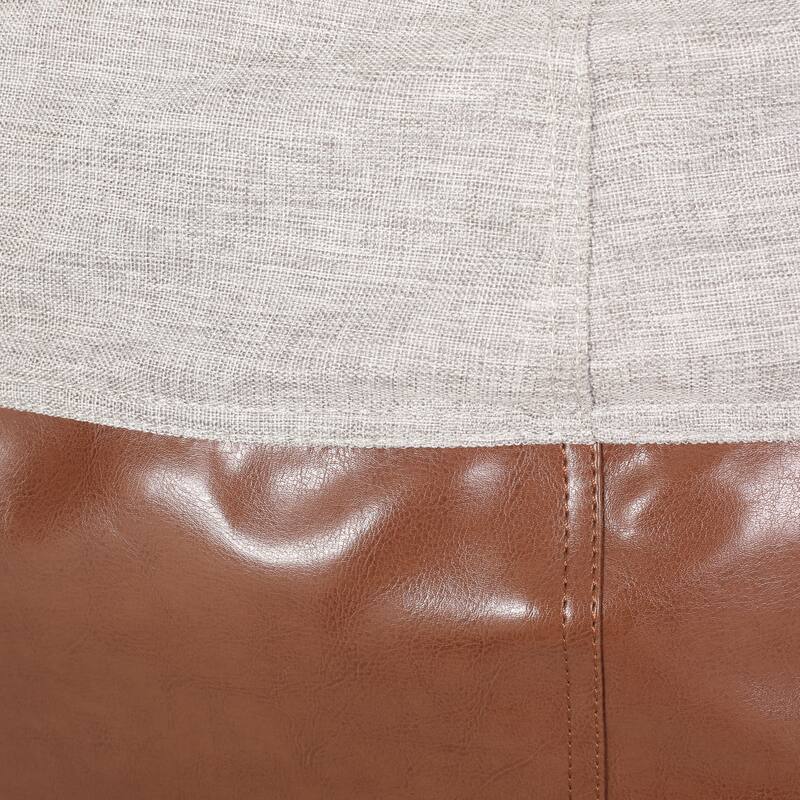 5 Foot Rounded Bean Bag - Light Grey+Brown