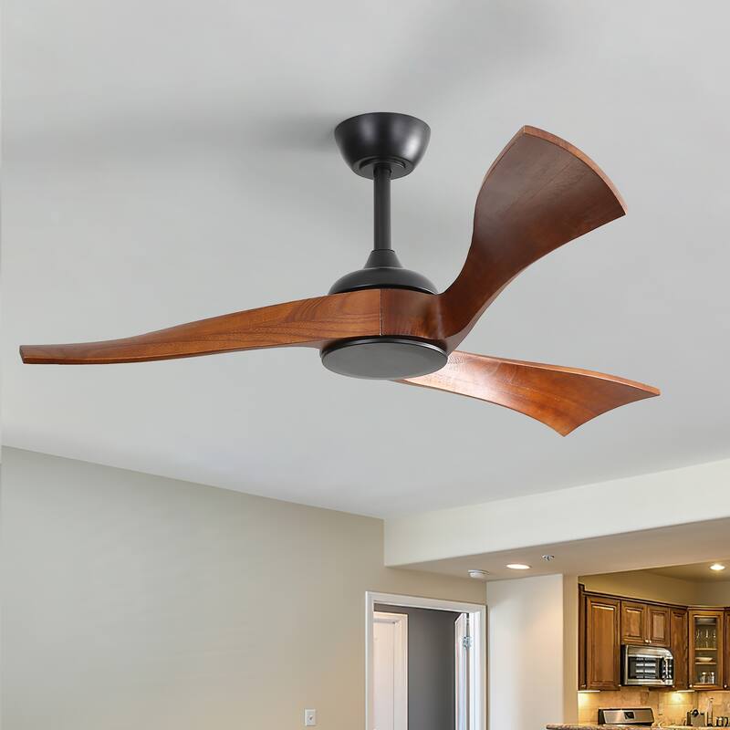 52''/60" Large Ceiling Fan without Lights, Remote Control and Reversible Motor Included, 3 Wood Blades
