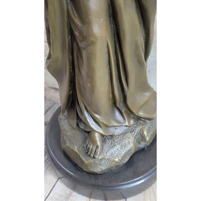 Madonna Virgin Mary W/ Baby Jesus Bronze Statue Sculpture Figure 23 Inches X 8 Inches