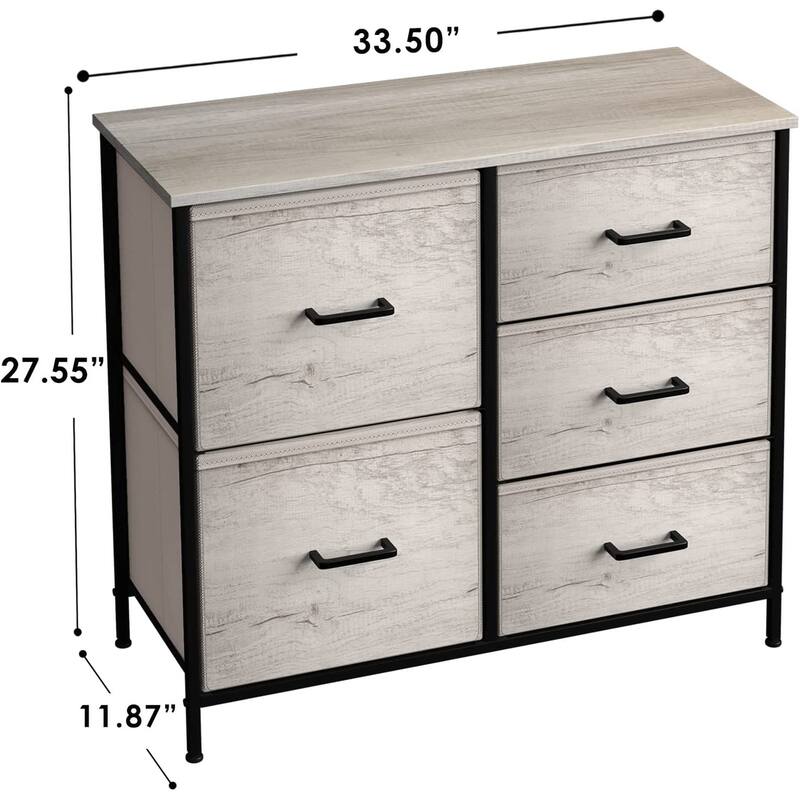 Dresser w/ 5 Drawers - Furniture Storage Tower Unit for Home, Bedroom