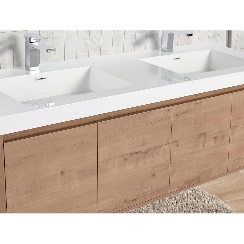 Blossom 60" Wall Mount Vanity with Double Acrylic Sink, Modern Design