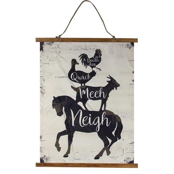 36" Brown and Black Farm Animal Printed Decorative Dye Wall Hanging - N/A