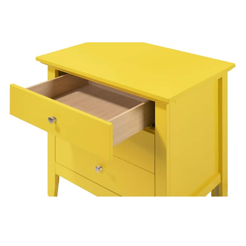 3-Drawer Wood Nightstand - 26" - Yellow