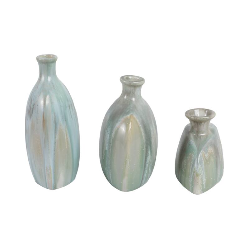 Stoneware Decorative Vases Sleek Sculptural Design Modern (Set of 3)