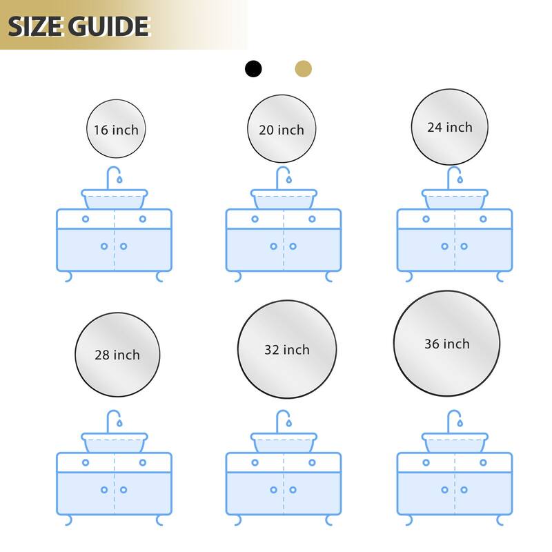 Wall Round Mirror 30'' Modern Brushed Metal Frame Wall-Mounted