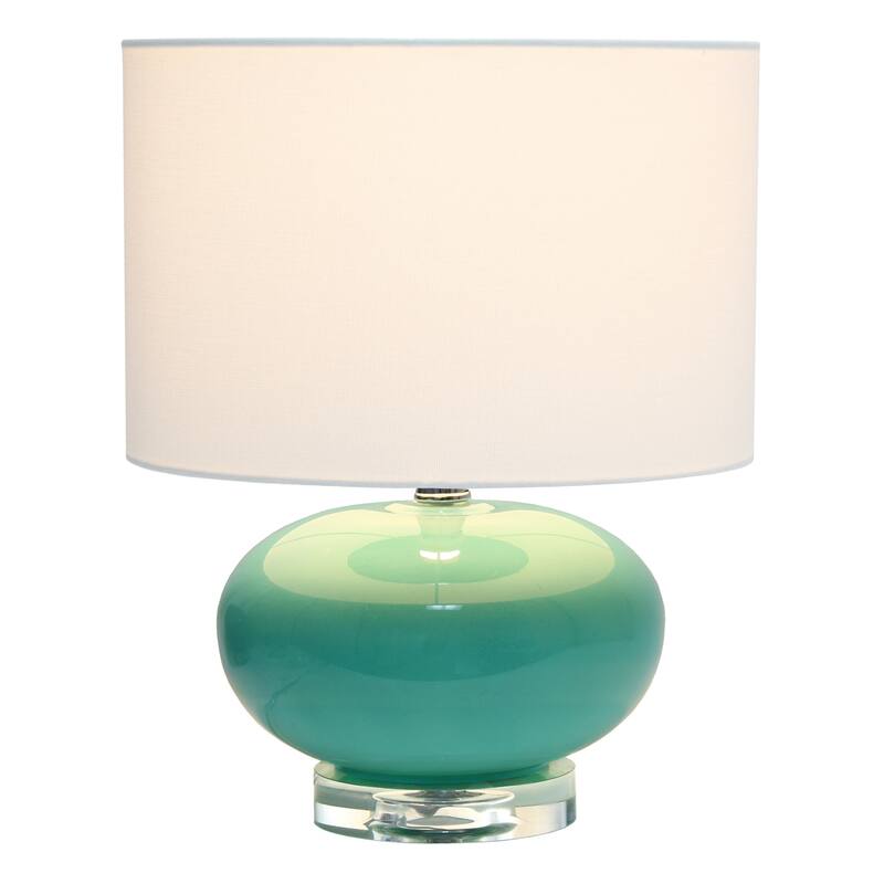 15.25 in. Aqua Finish Table Lamp with White Shade, Sturdy Table Lamp for Living Rooms and Bedrooms