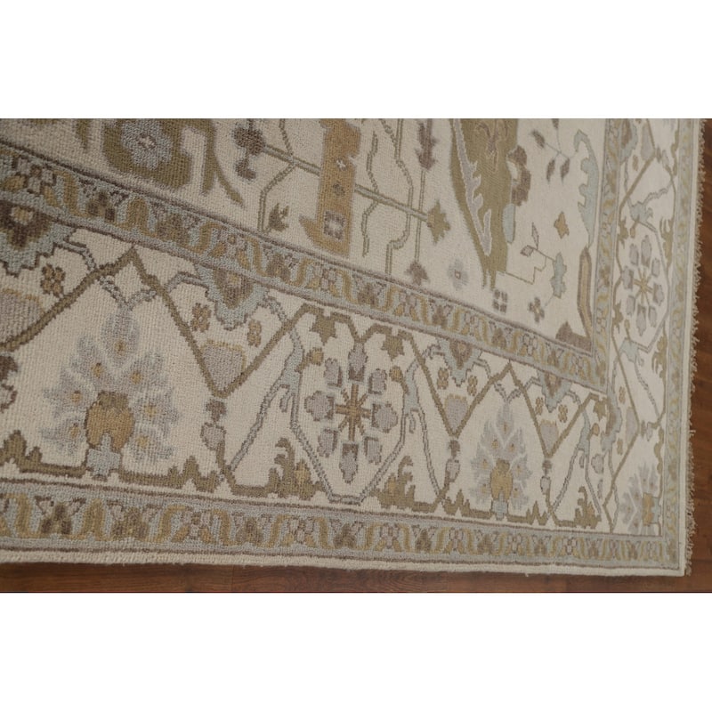 Floral Oushak Oriental Area Rug Hand-Knotted Wool Carpet - 9'0"x 11'11"