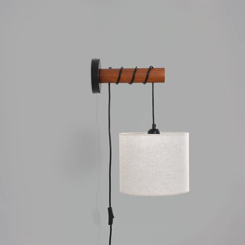 Bentzel 1-Light Fabric Arm Sconce - Walnut