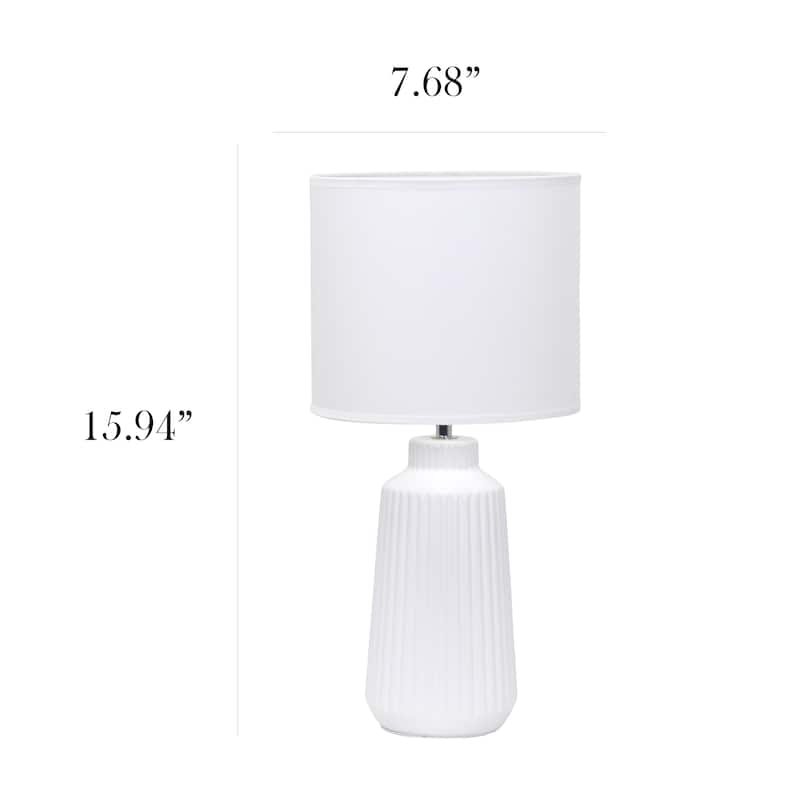 Textured Ceramic Table Lamp with Fabric Drum Shade Modern Faceted Base Compact Accent Lighting Multiple Colors