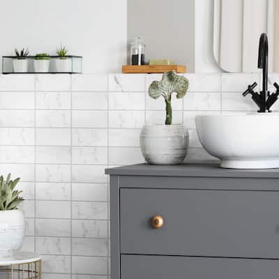 Merola Tile Classico Carrara Matte Bullnose 3" x 6" Ceramic Wall Trim - (1 Tile)
