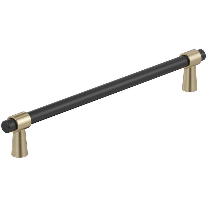 Amerock BP36980 Mergence 7-9/16" Center to Center Bar Cabinet Pull - Matte Black / Golden Champagne