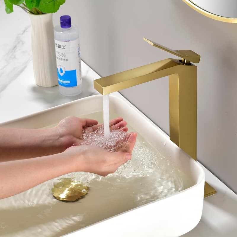 Rbrohant Single Handle Single Hole Bathroom Vessel Sink Faucet, Waterfall Spout Bathroom Faucet,RV Lavatory Vessel Faucet