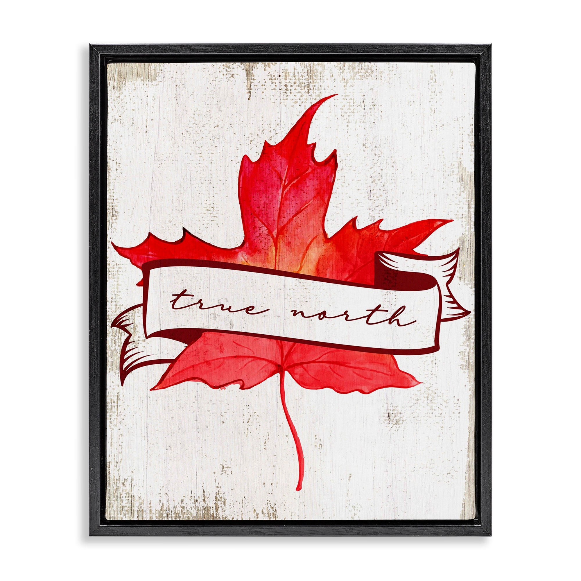 Stupell True North Maple Leaf Framed Floater Canvas Wall Art Design By Lil' Rue