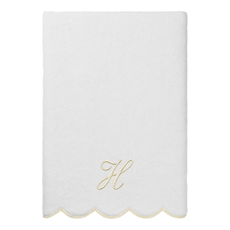 Authentic Hotel and Spa 100% Turkish Cotton Beige ADORNIA Scallop Personalized 3 Piece Towel Set - 3 Piece Set