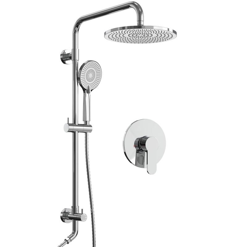 Wall Mount Pressure-Balanced Shower System 10"Rainfall Shower Head with Slider Bar Handheld