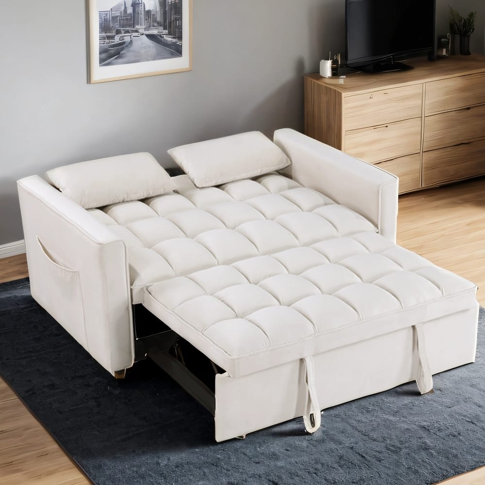 Modern 68" Length Tufted Convertible Loveseat Sleeper Sofa Bed - 68"L x 55"W x 20"H