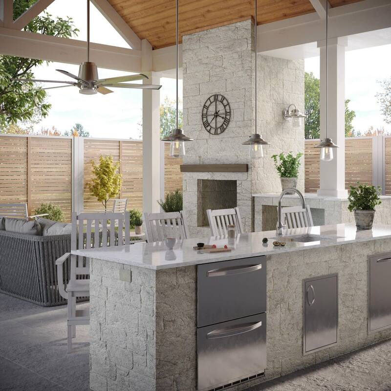 Tremont Collection 1-Light Stainless Steel Clear Seeded Glass Farmhouse Mini-Pendant Hanging Light - 9 in x 9 in x 8 in