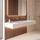 preview thumbnail 50 of 170, Pyramid Solid Surface Wall-Mounted Bathroom Sink 60" No Faucet Hole - White