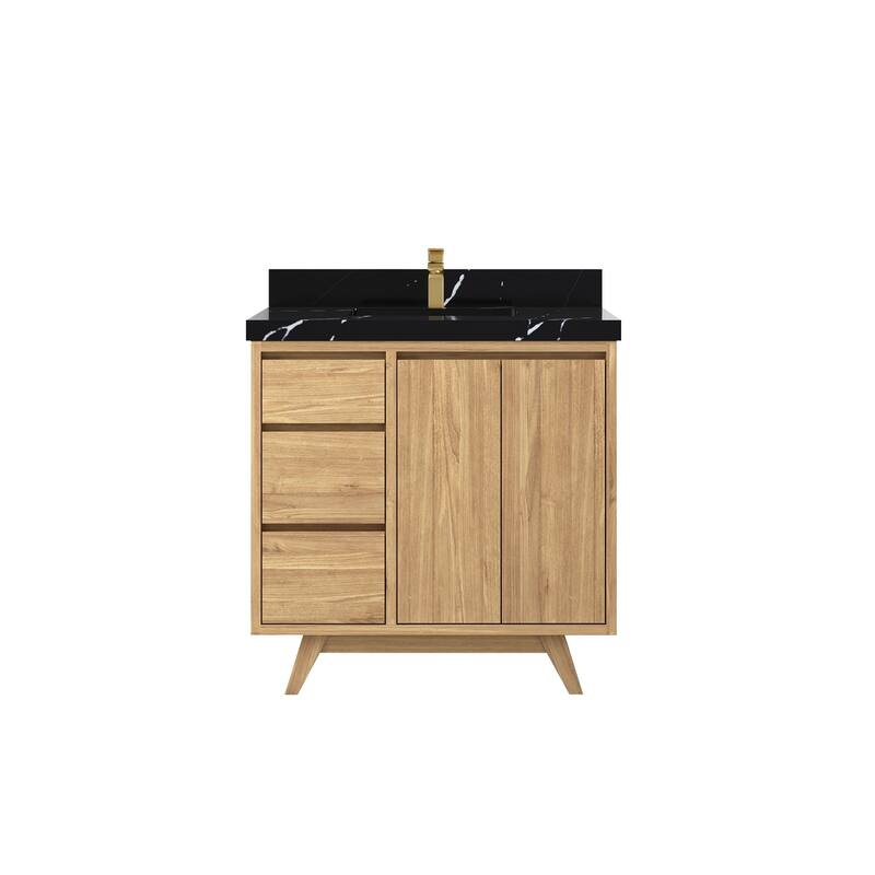Willow Collections 36 in. W x 22 in. D Madison Teak Center Sink Bathroom Vanity with Countertop