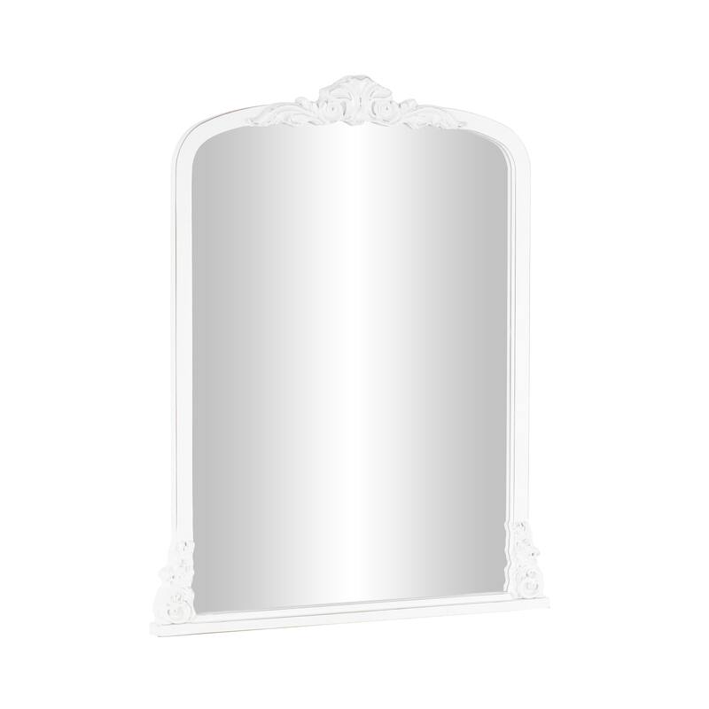 Cream Wooden Arched Scroll Room Wall Mirror with Scroll Details