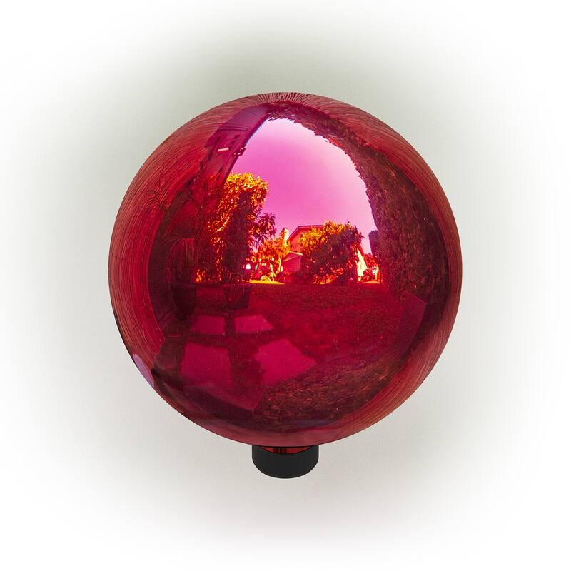 Alpine Corporation 10" Diameter Indoor/Outdoor Glass Gazing Globe Yard Decoration, Red