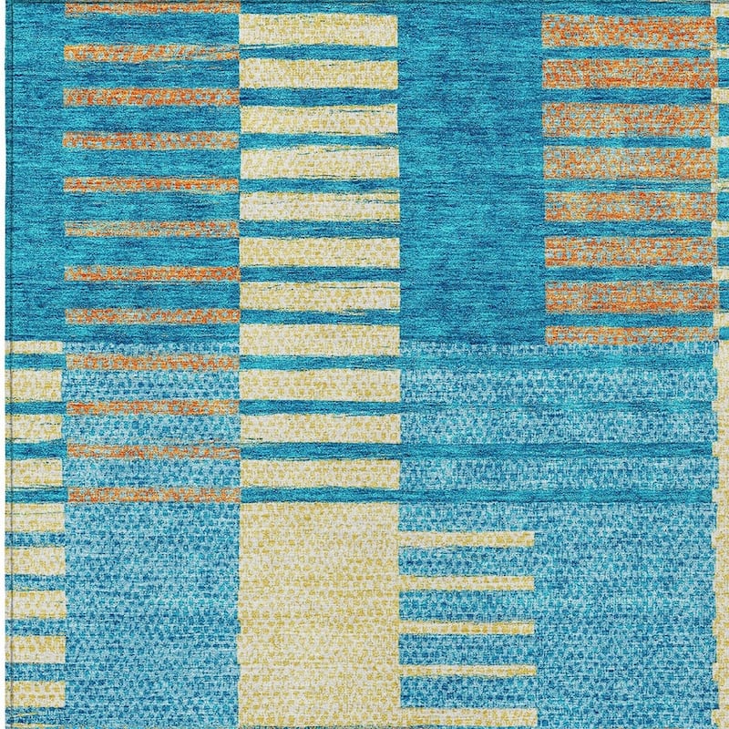 HomeRoots Striped Modern Rectangle Outdoor Rug