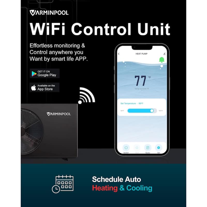 40000 BTU Pool Heat Pump for 13000 Gallon Swimming Pools - 35"L x 14"W x 22"H