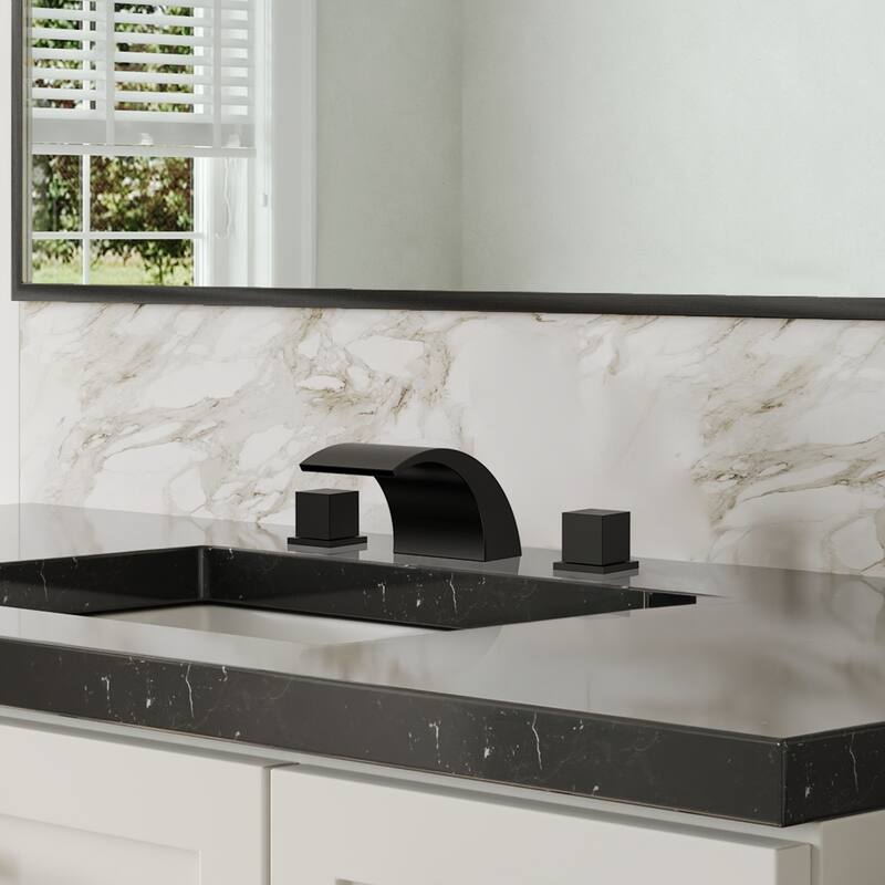 Widespread Bathroom Faucet 3 Hole, Double Handle Waterfall Bathroom Sink Faucet with Drain Assembly