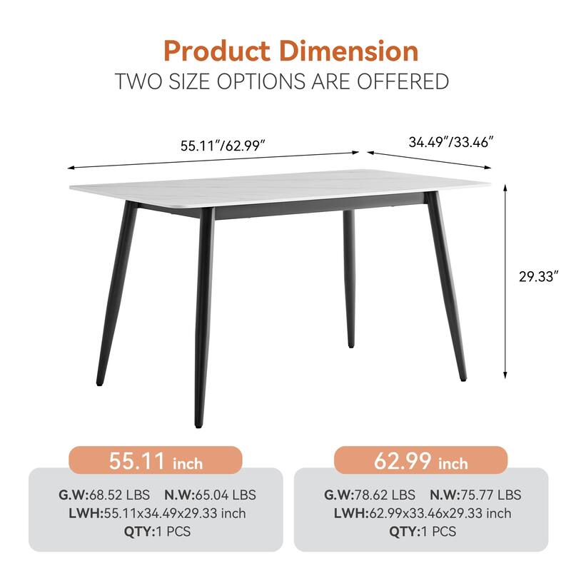 Modern Large Rectangular Table with Strong Metal Base, Stone Dining Table