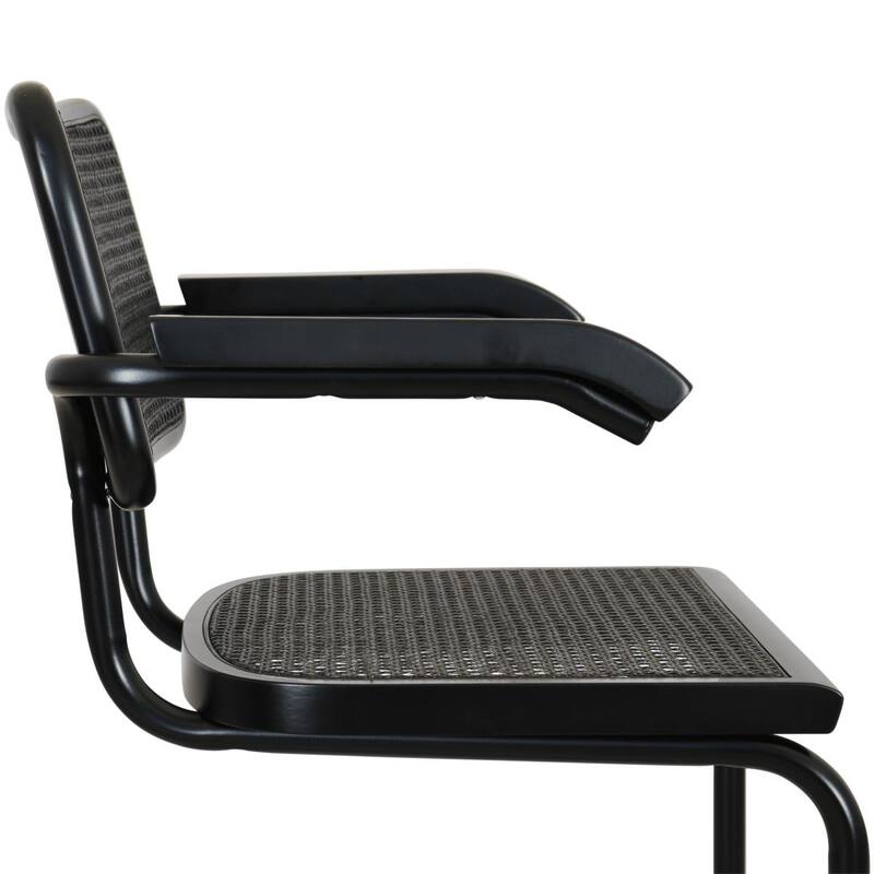 Breuer Chair Company Marcel Breuer Cesca Cane Cantilever Armchair Arm Chair w/ Black Steel Frame (Various Wood & Cane Colors)