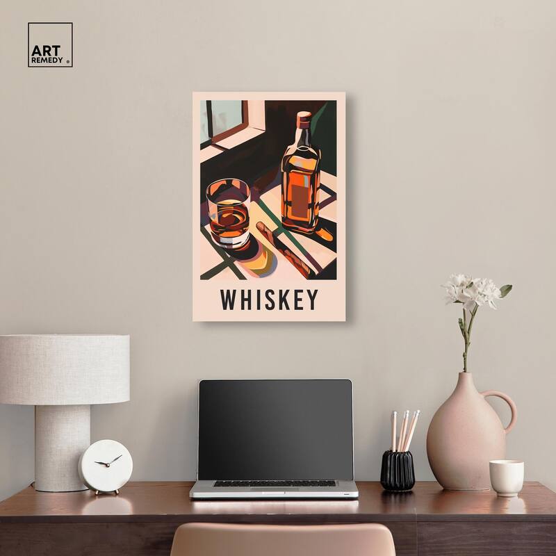 Whiskey Poster Canvas by Art Remedy, Gallery Wrapped