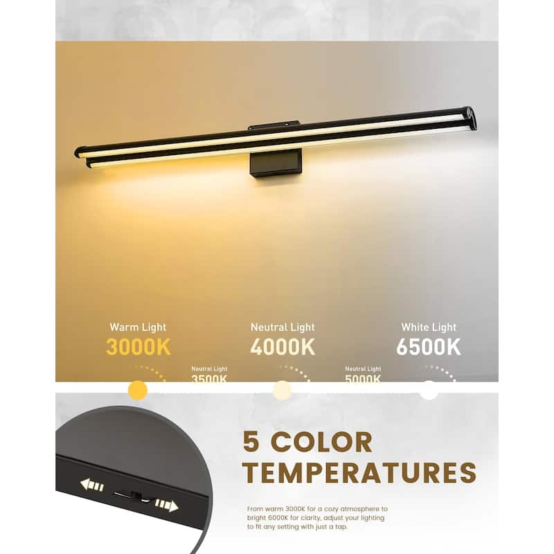 180 Degree Rotating LED Black Bathroom Vanity Light