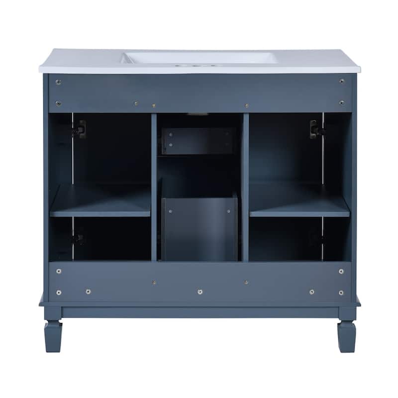 36'' Bathroom Wood Storage Vanity Cabinet with Ceramic Sink, Drawers