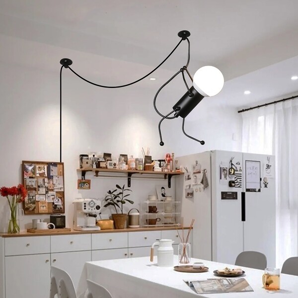 Modern Industrial Decorative Black Ant Design Pendant Light Adjustable Plug in Cord Ceiling Retro Wall Sconce for Kids Bedroom LV418