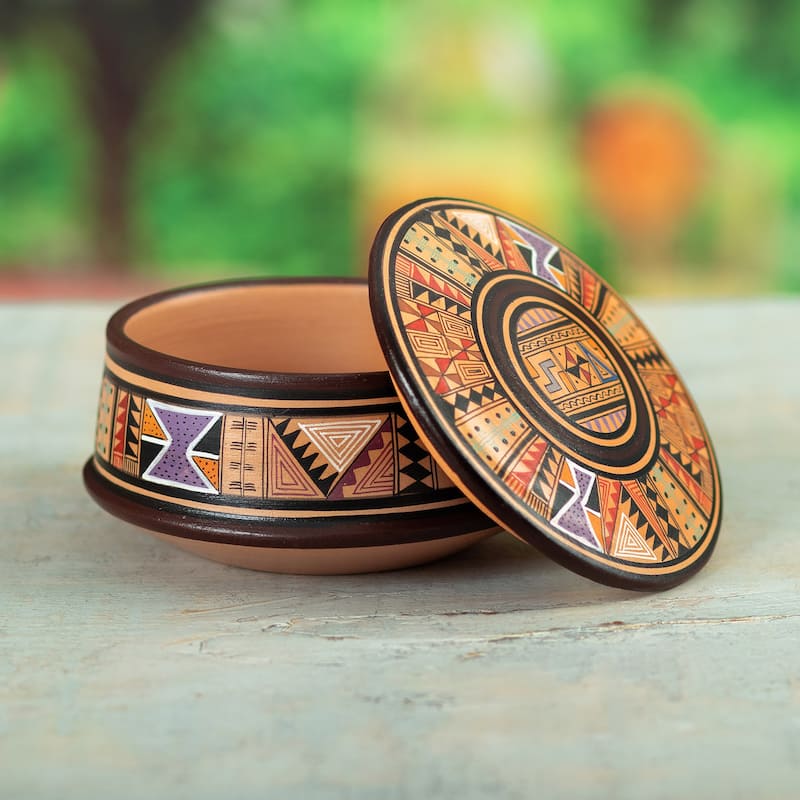 Novica Handmade Warmi Ceramic Decorative Box