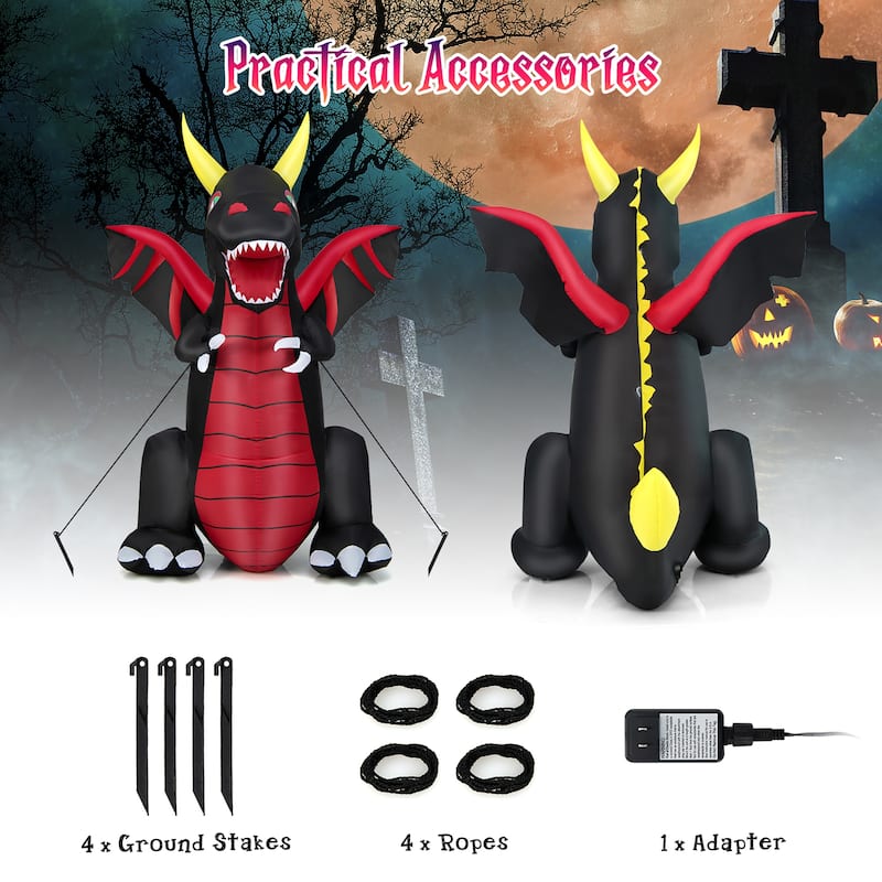 Costway 8 FT Halloween Inflatable Fire Dragon Giant Blow up Decoration - See Details